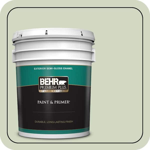 BEHR PREMIUM PLUS 5 gal. #M380-2 Glade Green Semi-Gloss Enamel Exterior Paint & Primer