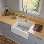 AB2418HS-W Farmhouse Fireclay 24 in. Single Bowl Kitchen Sink in White