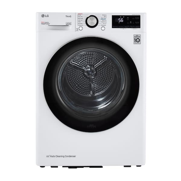 LG 24 in. W 4.2 Cu. Ft. Ventless Stackable Compact SMART Electric Dryer in White with Dual Inverter HeatPump Technology
