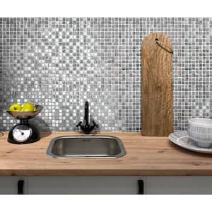 Silver 11.7 in. x 11.7 in. Polished Glass Mosaic Tile (4.75 Sq. ft./Case)