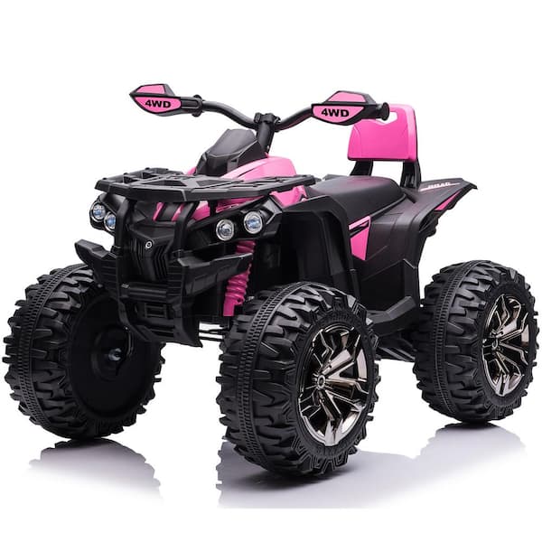Siavonce Kids ATV 4 Wheeler, 24V Kids Ride on Toy for Big Kid w/Bluetooth, 800W Motor, pink