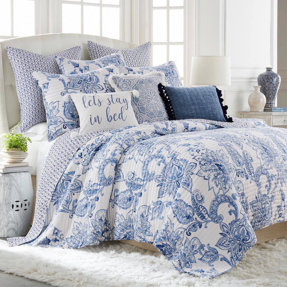 Bennett Blue and White Cotton Euro Sham Set