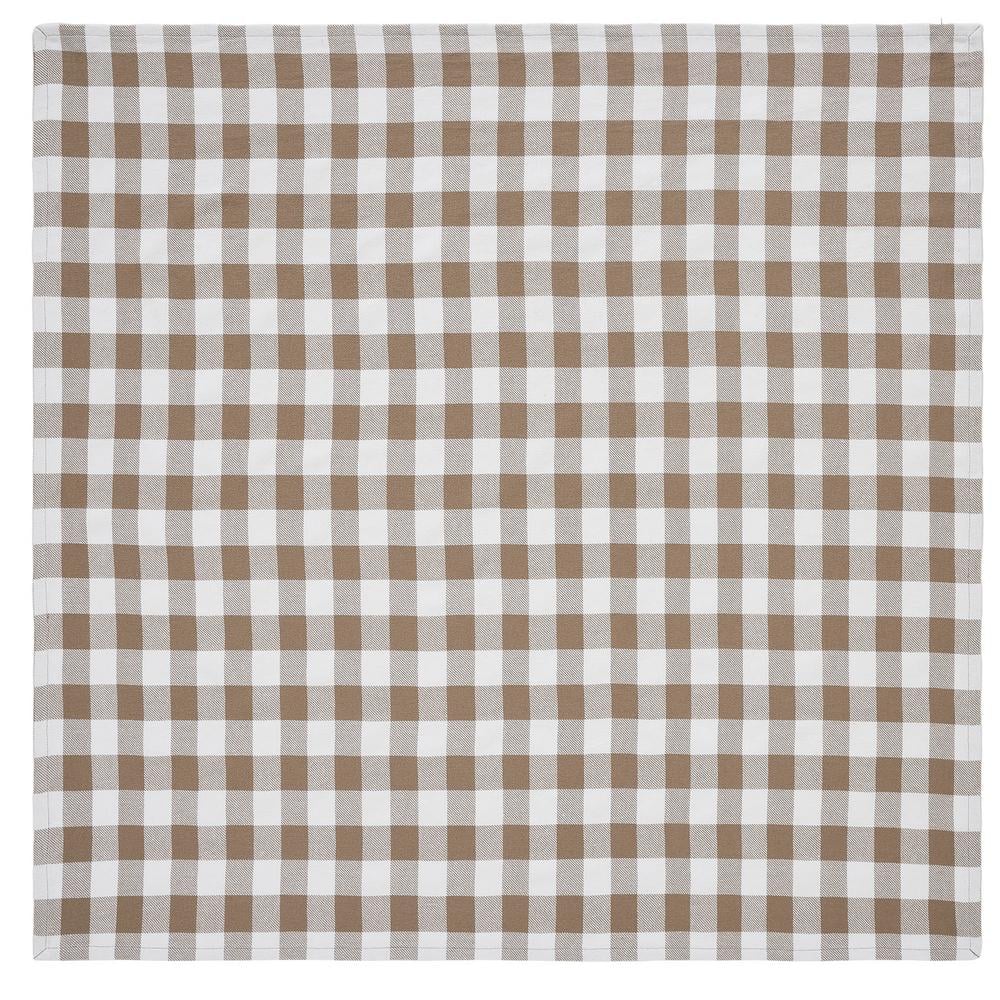 Annie 40x40 Brown and White Cotton Buffalo Check Table Topper