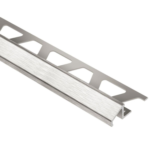 Schluter Reno-U Brushed Nickel Anodized Aluminum 3/8 in. x 8 ft. 2-1/2 in. Metal Reducer Tile Edging Trim