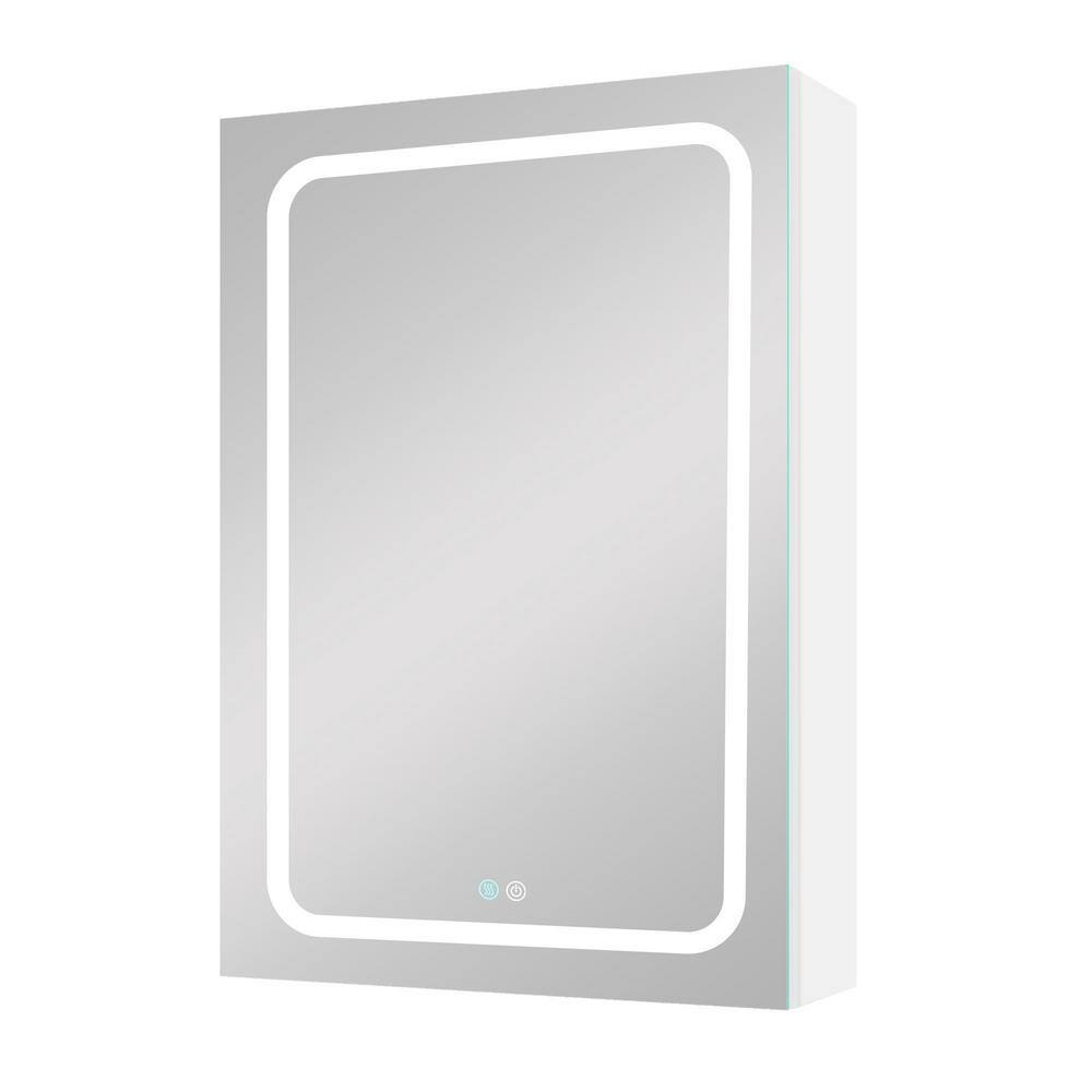 EPOWP 20 in. W x 30 in. H Rectangular Aluminum Medicine Cabinet with Mirror and Touch Sensor LED Dimmable Light, Right open-white -  LX-MECA-17-2