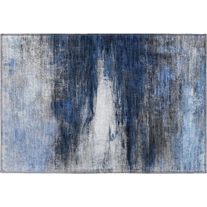 Mayfield Premium Machine Washable Abstract AMF2016 Navy 2 ft. x 3 ft. Accent Rug