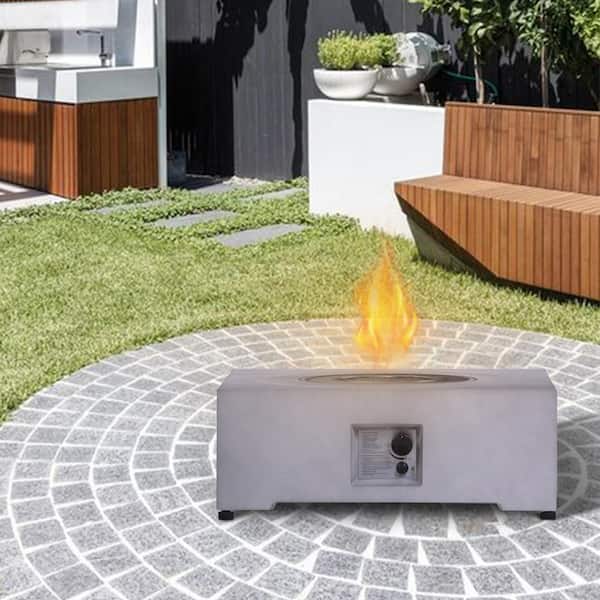 Unbranded 40,000BTU 30 in. Faux Stone Outdoor Fire Pit with Waterproof Cover and Lava Rock