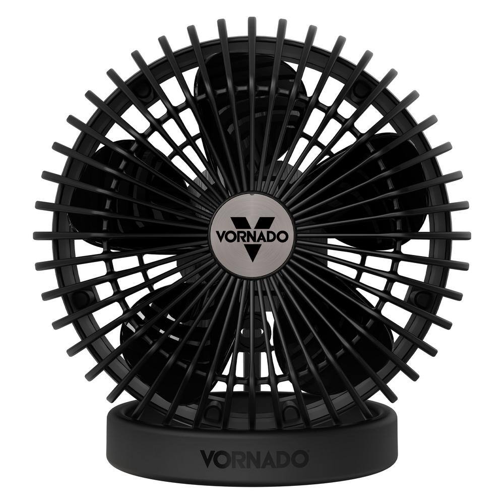 Black Glossy Modern Spherical Desk Fan with Adjustable Tilt