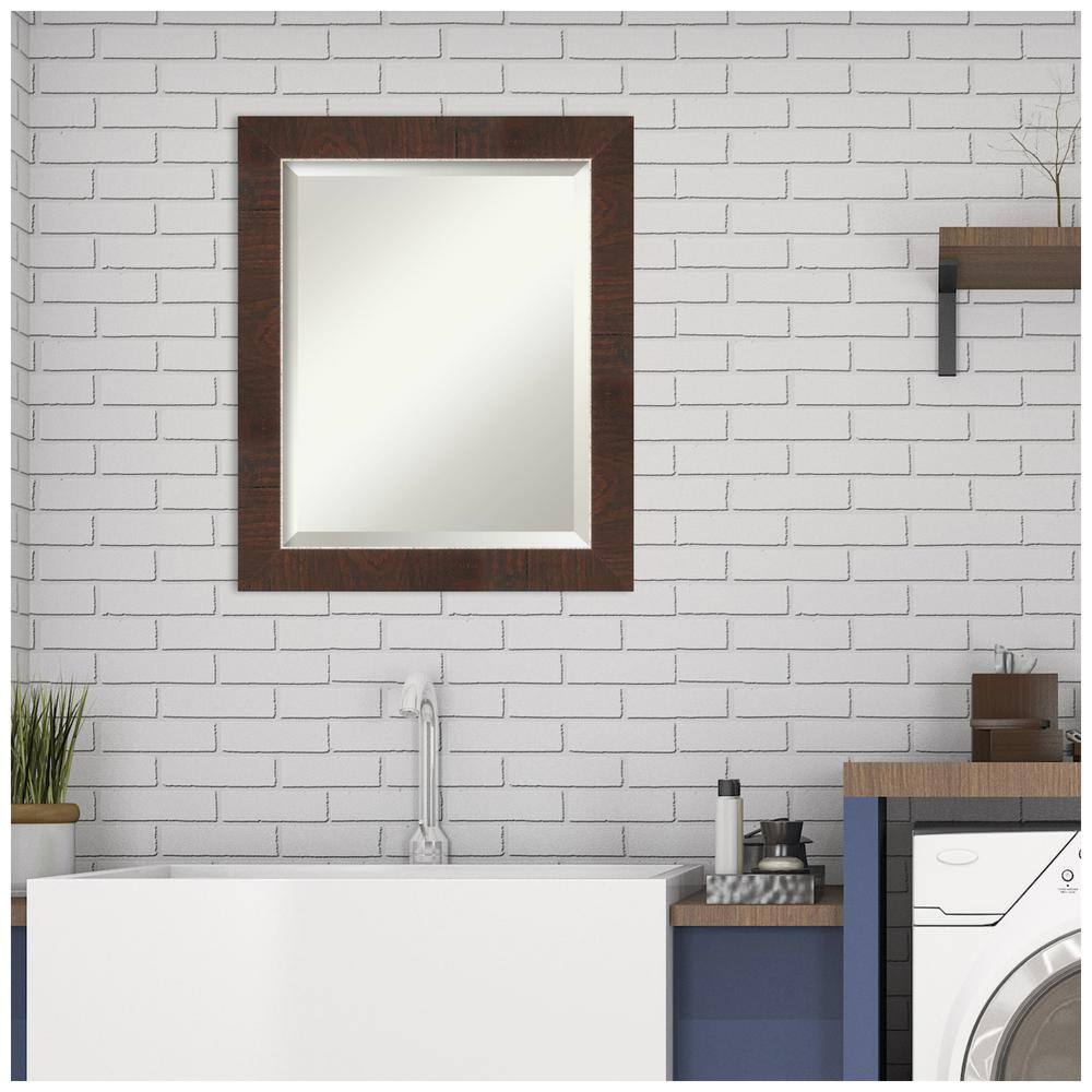 Wildwood Brown and Silver Rectangular Beveled Wall Mirror