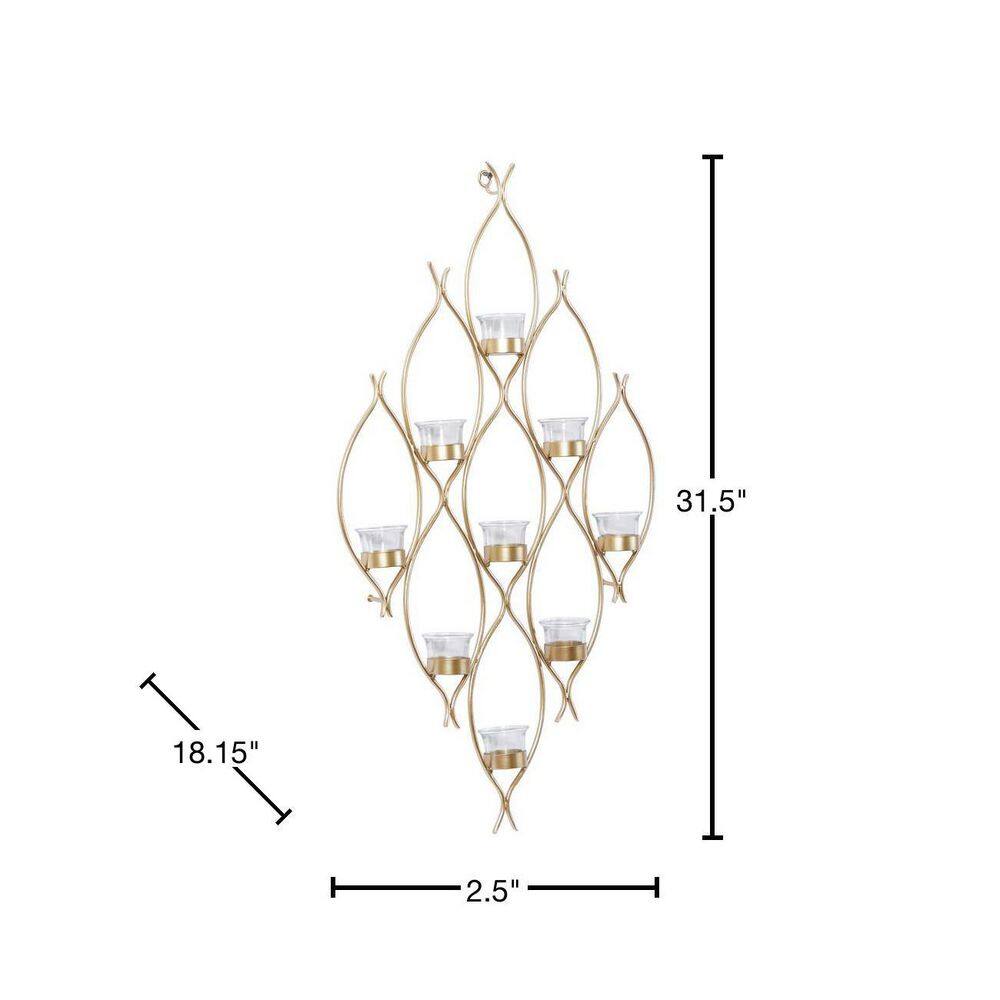 Bronze Metal Contemporary Wall Sconce Candelabra with Glass Candle Cups