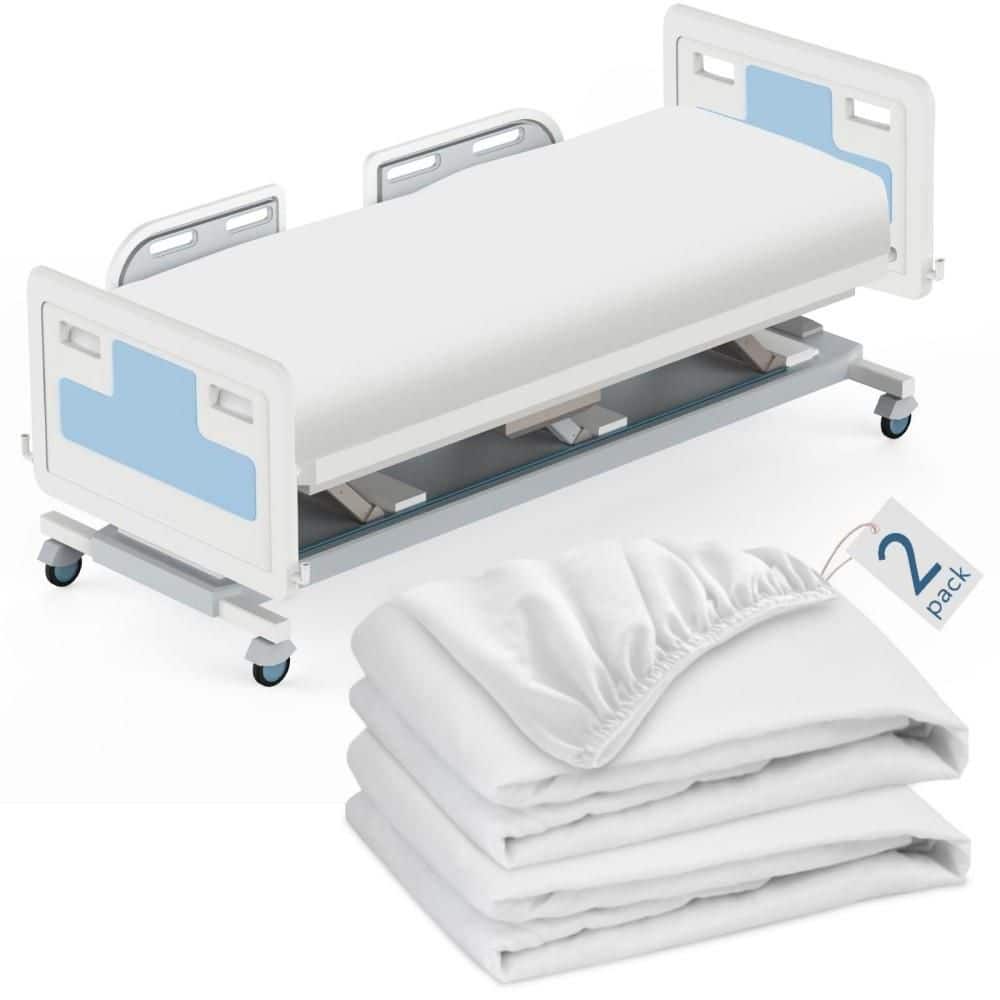 36 in. x 80 in. 2-Piece Hospital Bed Fitted Sheet, Soft Polyester Bedding with All Around Elastic in White price history on PriceWatchPro