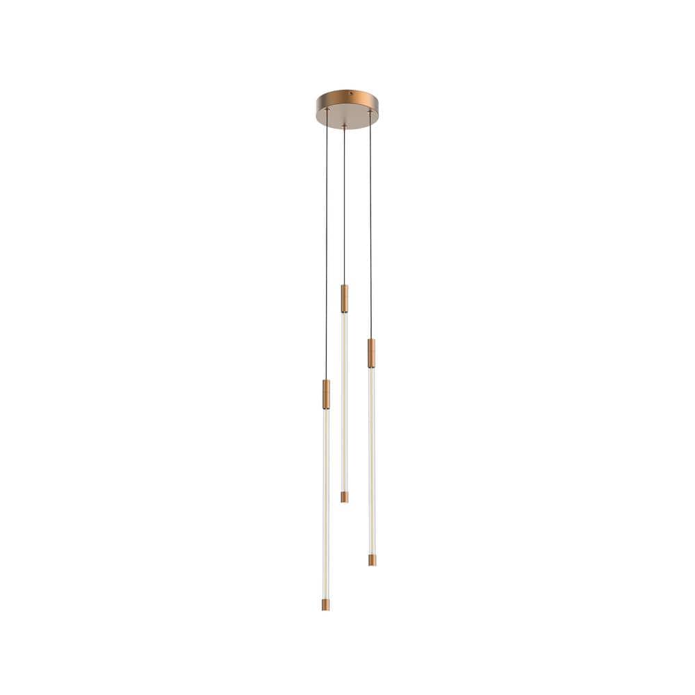 Brushed Gold LED Cluster Pendant with Glass Cylinders