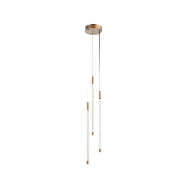 KUZCO Motif 21 in. 1 Light 21-Watt Brushed Gold Integrated LED Pendant ...