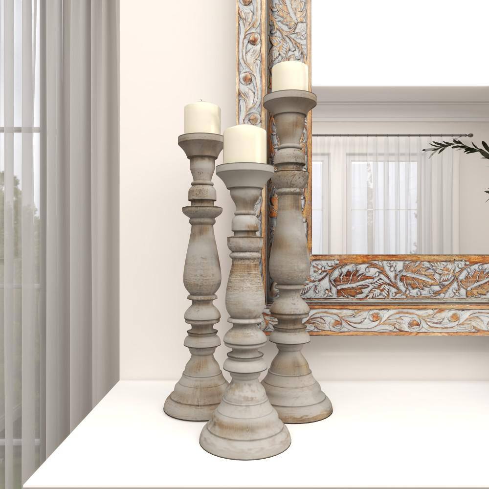 Rustic Elegance Tall Wooden Candle Lantern, 23" Antique Finish