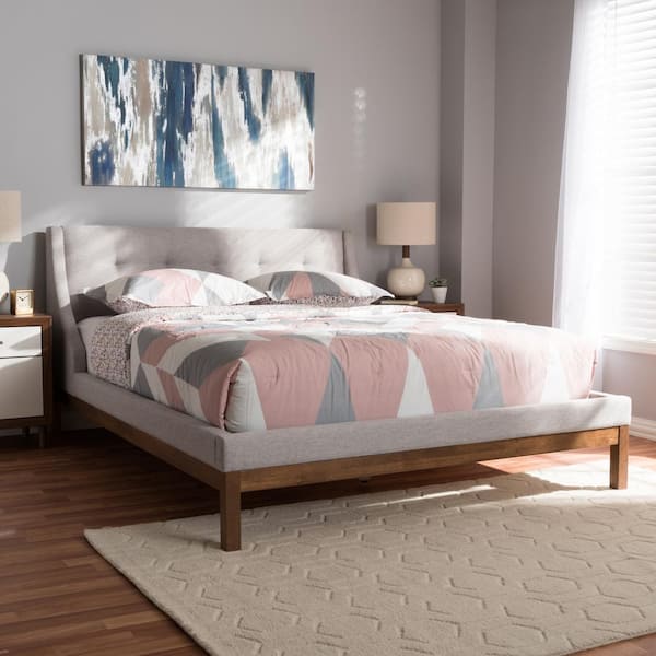 Baxton Studio Louvain Greyish Beige Full Platform Bed 146 8154 HD