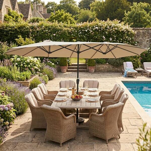 KOTSICO 15 ft. Double-Sided Outdoor Market Large Waterproof Table