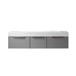 Vegadeo 72 in. W x 19.7 in. D x 19.7 in. H Double Sink Bath Vanity in Grey with White Integral Sink Top