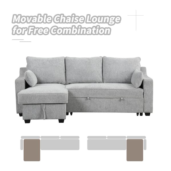 J&E Home 90 in. W Gray Polyester Full Size 3-Seats J&E Home 90 in. W Gray Polyester Full Size 3-Seats