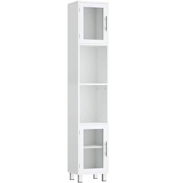 Bunpeony 12 in. W x 13 in. D x 71 in. H White Freestanding Bathroom Storage Linen Cabinet