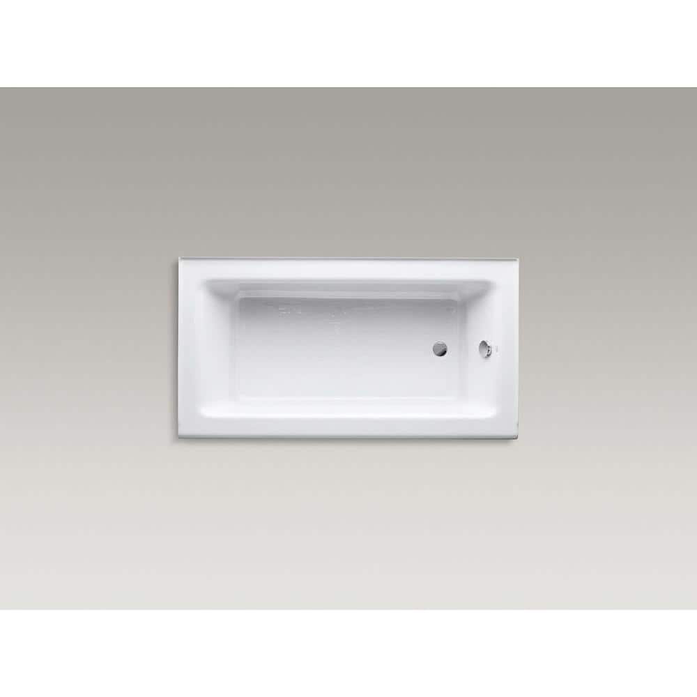 White Cast Iron Alcove Bathtub with Right Drain
