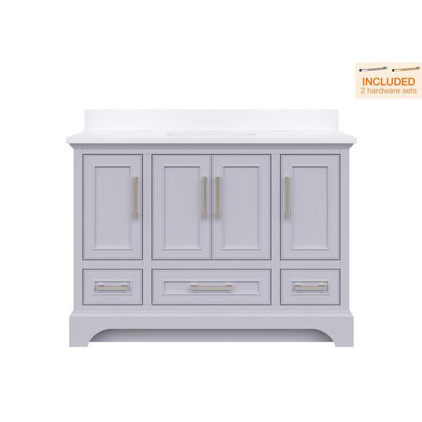 Home Decorators Collection Lareda 48 in. W x 22 in. D Bath Vanity in Light Gray with Engineered Vanity Top in White with White Basin