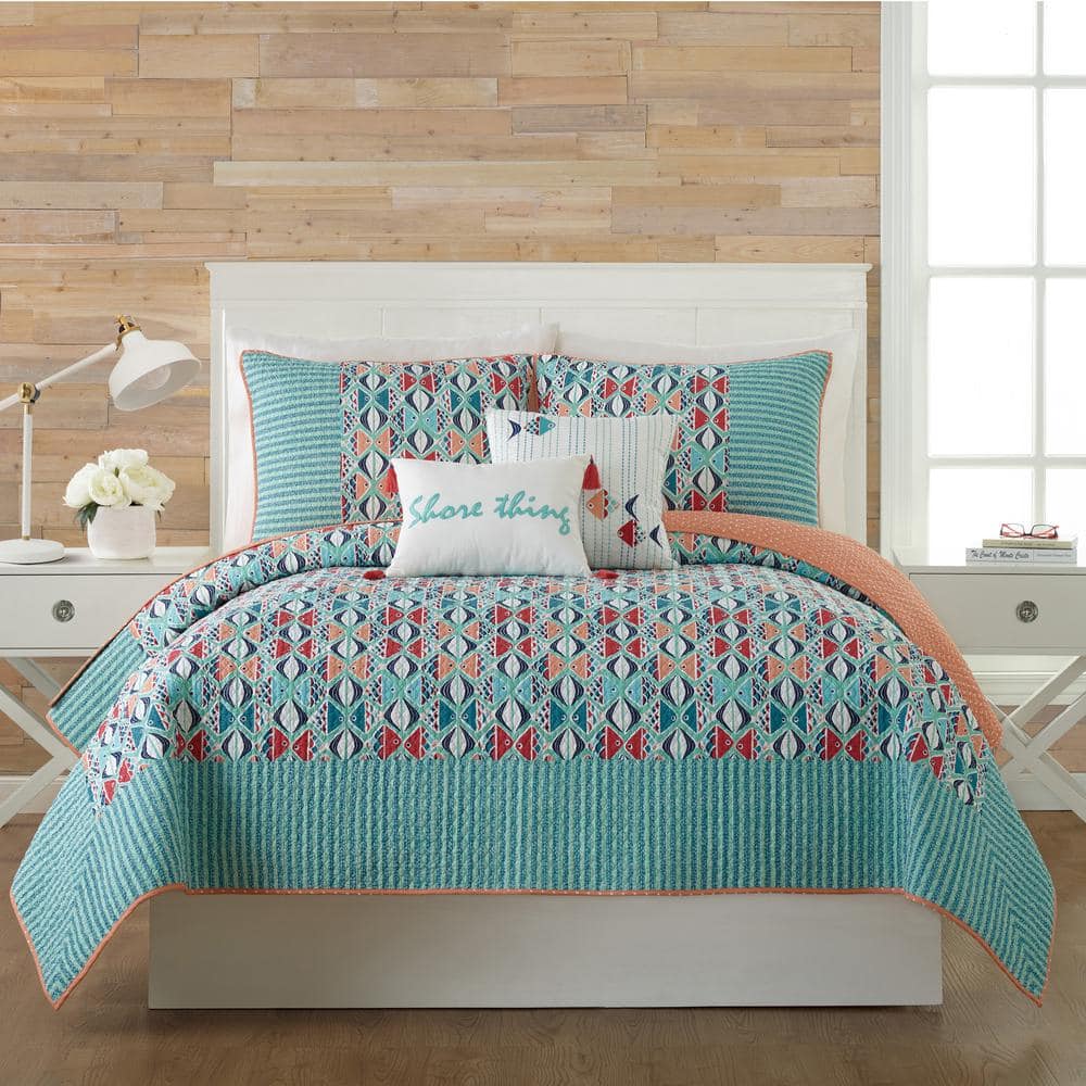 Colorful Cotton Nautical Fish Pattern Standard Sham