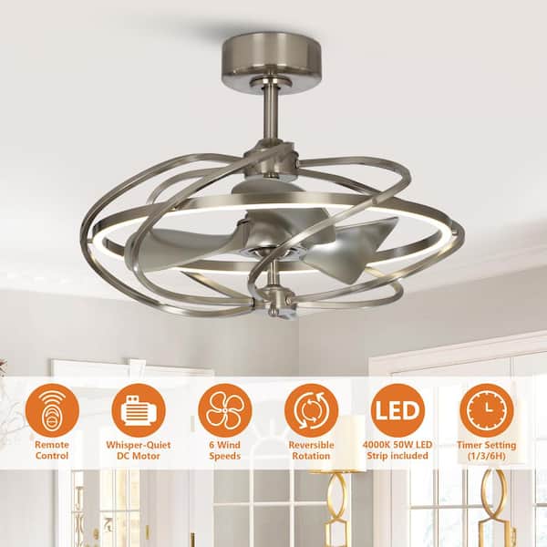 Parrot Uncle 27 in. Bucholz Satin Nickel Downrod Mount LED