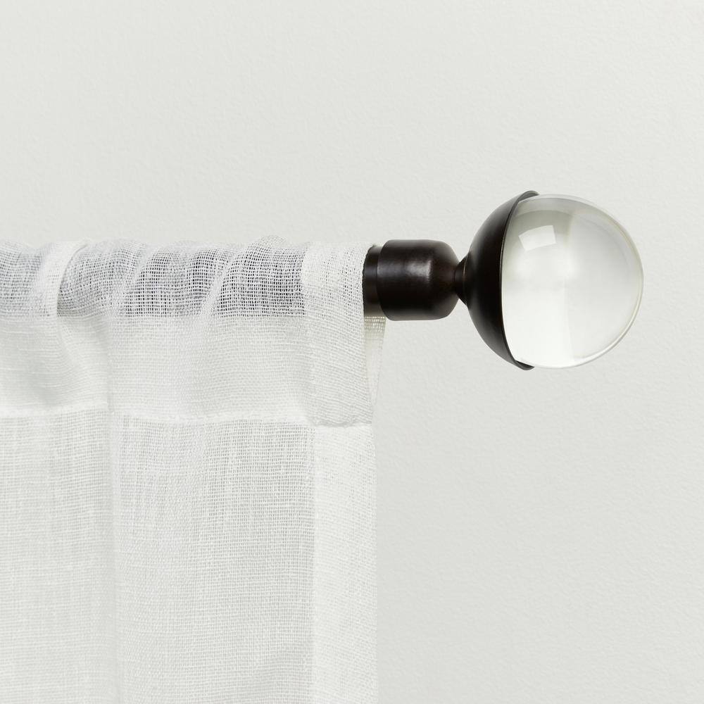 Adjustable Matte Bronze Curtain Rod with Clear Globe Finials