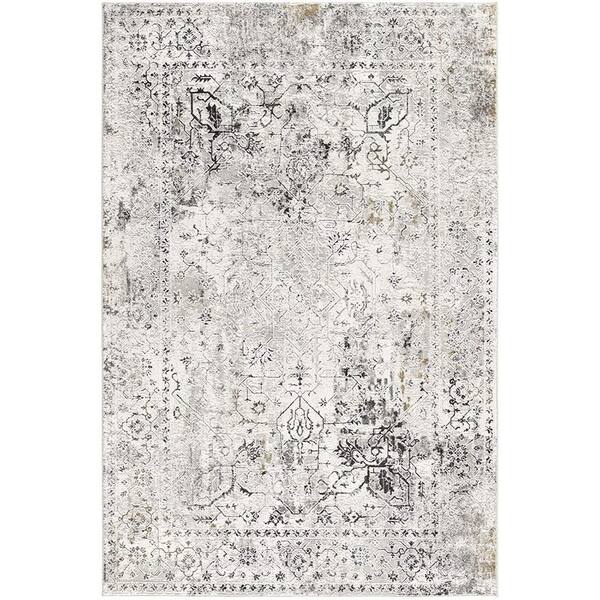 HomeRoots Bernadette Beige 5 ft. x 8 ft. Abstract Polyester Area Rug
