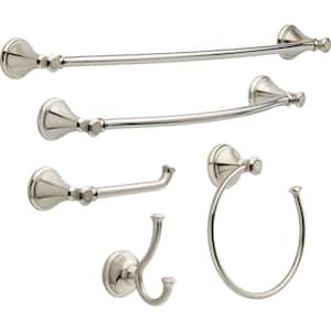 Cassidy 5-Piece Bath Hardware Set 18, 24 in. Towel Bars, Toilet Paper Holder, Towel Ring, Towel Hook in Stainless Steel