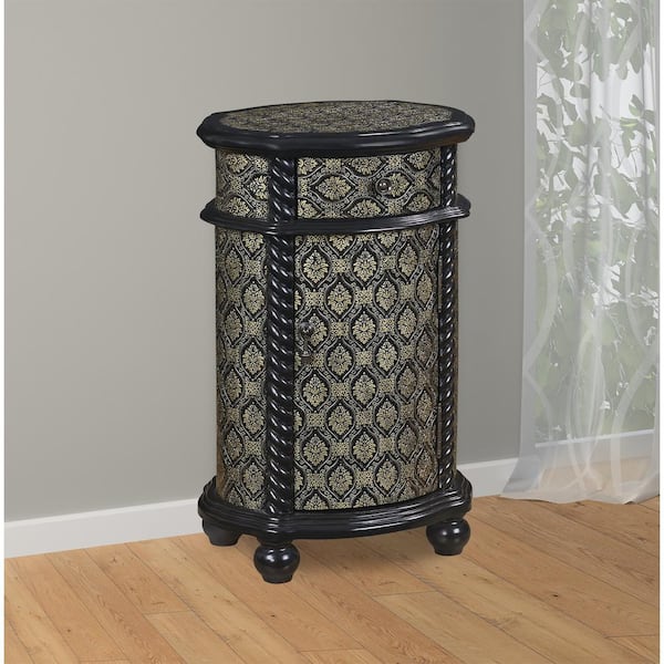 PRI Black and Gold Storage End Table