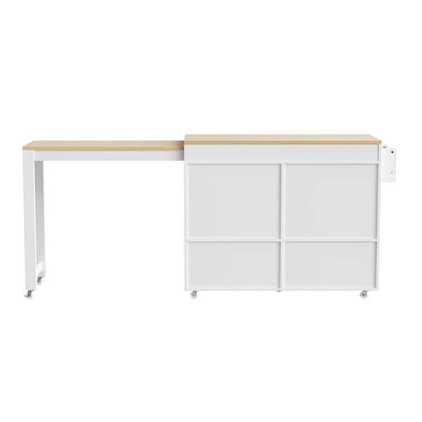 Unbranded White Kitchen Cart with Extendable Dining Table