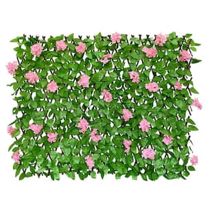 11 in. Pink Expandable Faux Ivy Fence Privacy Plastic Screen