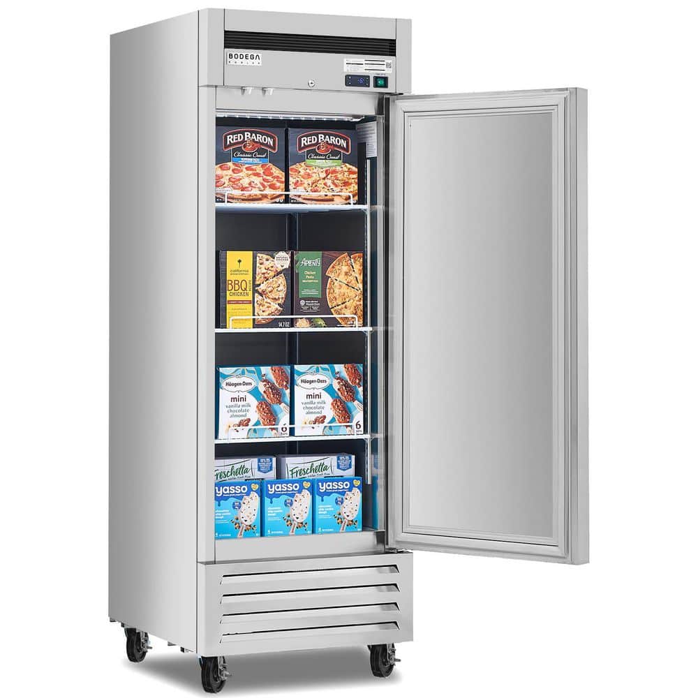 27 in. 22.95 Cu. ft. Manual Defrost Upright Freezer in Stainless Steel With 4 Casters, ETL Certified