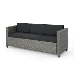 Anky Wicker Outdoor Sectional Sofas with Black Cushions