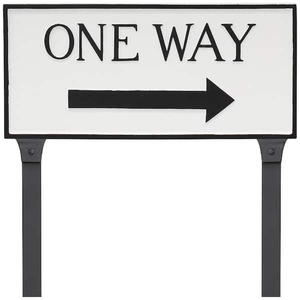 7.25 in. x 15.75 in. Standard Rectangle Right One Way Statement Plaque Sign with Lawn Stakes - White/Black