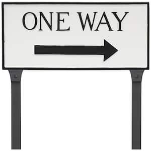 7.25 in. x 15.75 in. Standard Rectangle Right One Way Statement Plaque Sign with Lawn Stakes - White/Black