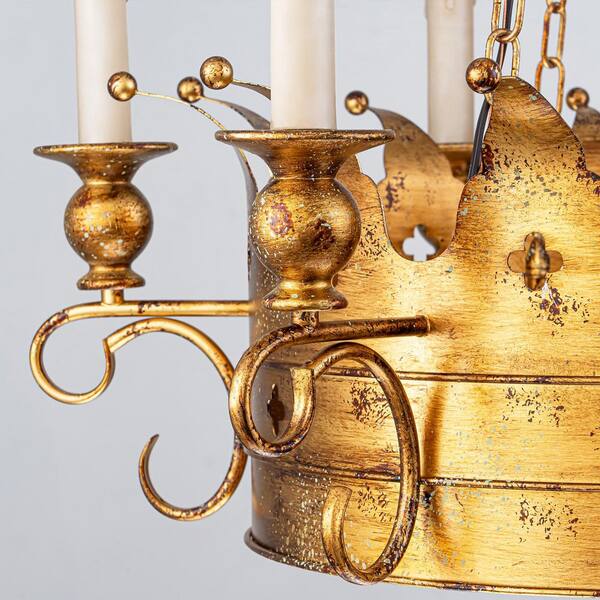 Handcrafted Six Point Rustic Gold Wired Crown 5” Dia x 5” tall 6 Pointed Baronial Coronet, LARP, Tiara Tuesday Autumn Crown  main image 2