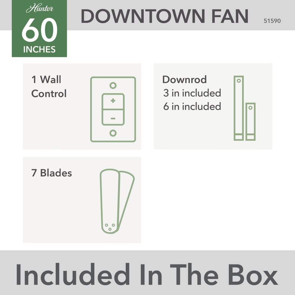 Downtown 60" Matte Black 7-Blade Ceiling Fan with Wall Control