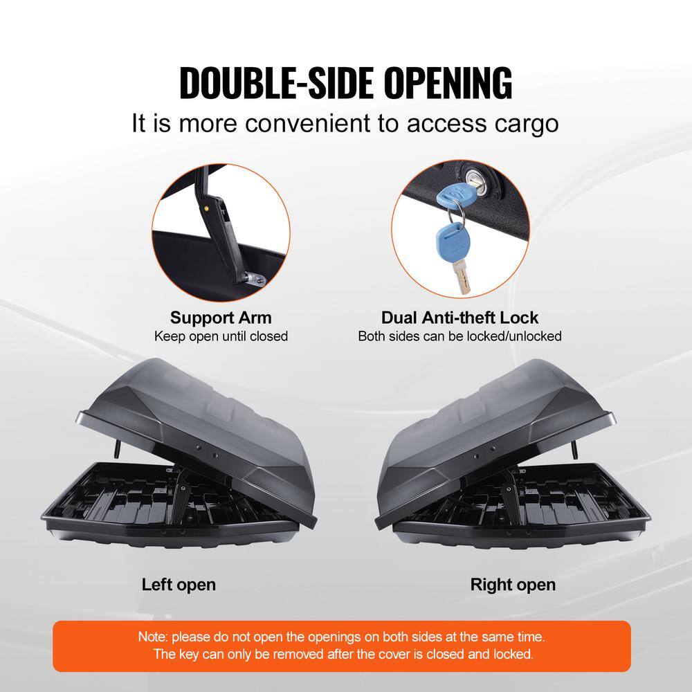 Black ABS Dual-Sided 22 Cubic Feet Rooftop Cargo Carrier