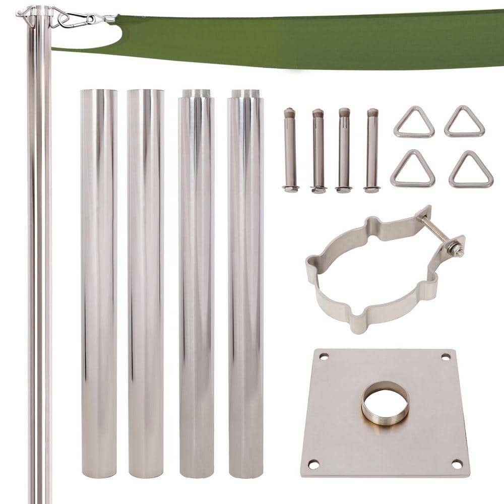 12 ft. Heavy Duty Stainless Steel Rust-Resistant Canopy Pole with Base ...