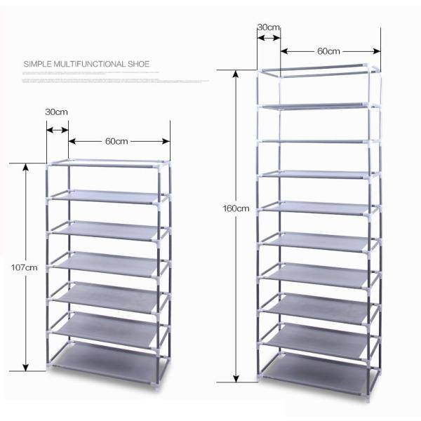 Winado 9 Tier Black Fabric Shoe Rack - Lightweight, Sturdy, and