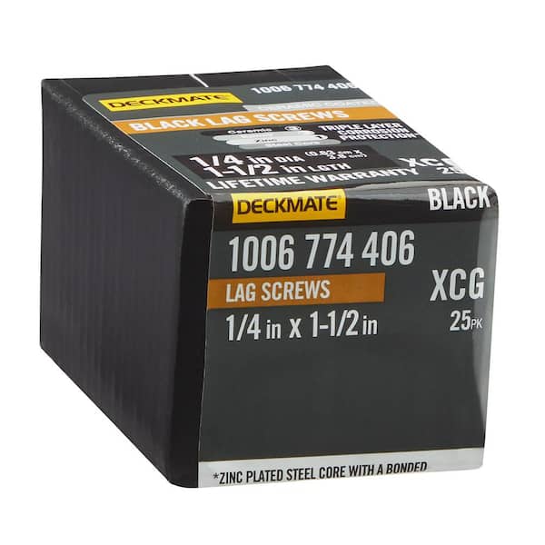 1/4 in. x 1-1/2 in. Black Exterior Hex Head Lag Screw (25-Pack)