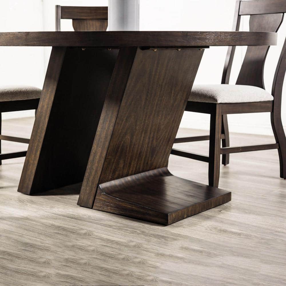 Furniture of America Kix Espresso Wood Top 54 in. Angled Pedestal