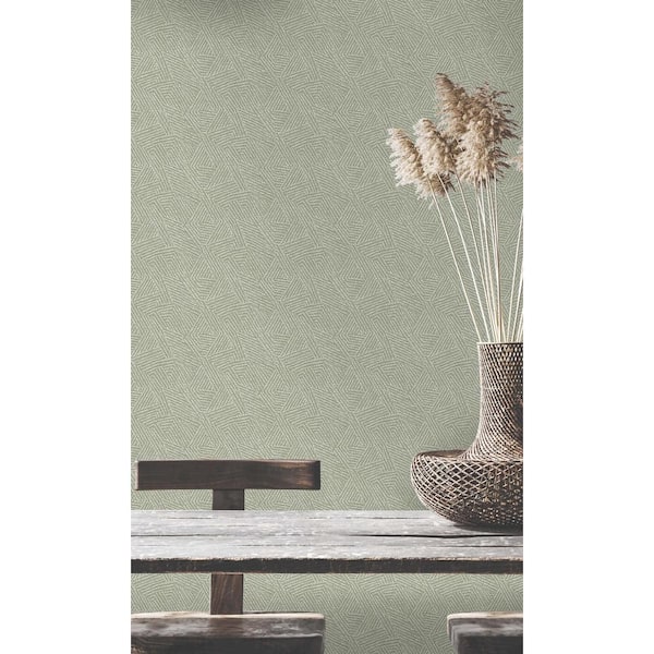 Walls Republic Green Fabric Effect Metallic Geometric Shelf Liner Non- Woven Wallpaper (57Sq.ft) Double Roll