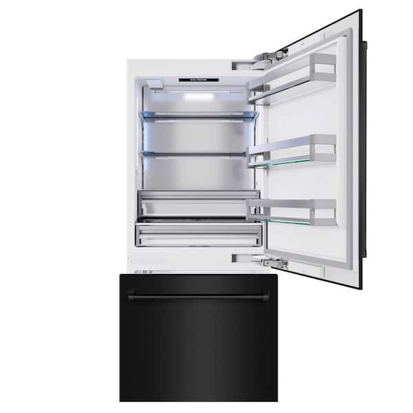 36 in. 19.8 cu. ft. Built-in Bottom Freezer Refrigerator with Water Dispenser in Black Stainless Steel