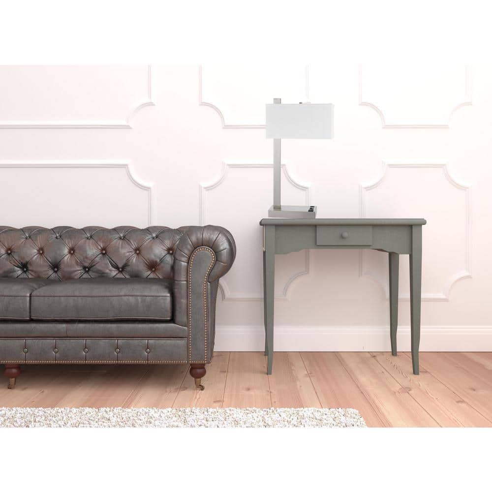 25" Nickel Metal Desk Lamp with White Rectangular Shade