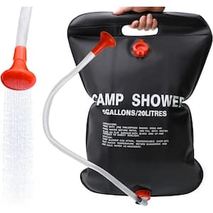 Portable Solar Shower Bag 5-Gallons with Removable Hose and On-Off Switchable Shower Head for Camping (1-Pack)