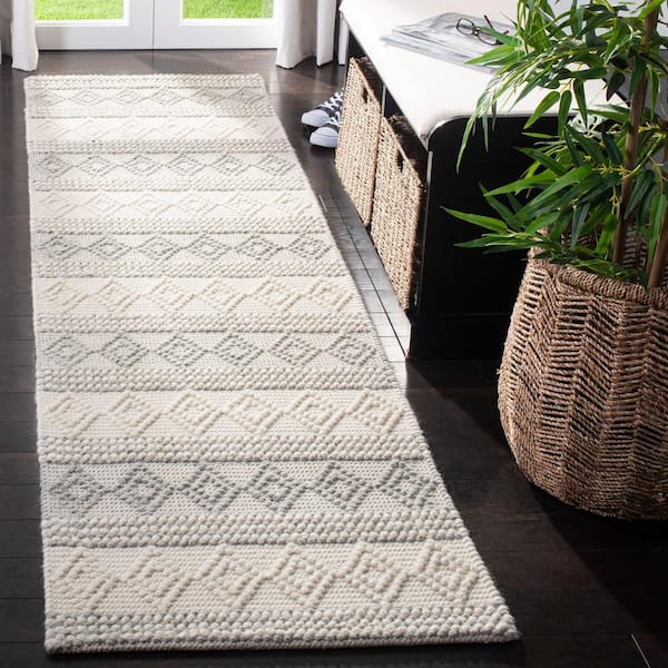 Natura Gray/Ivory 2 ft. x 10 ft. Geometric Runner Rug