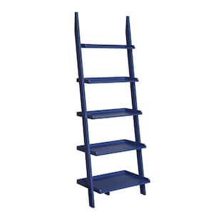 American Heritage 72 in. (H) Cobalt Blue Wood 5 - -Shelf Ladder Bookcase